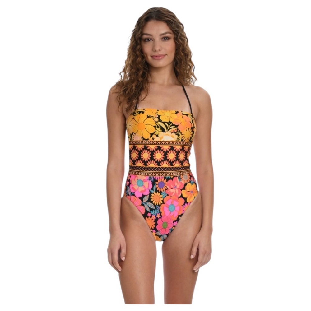 NWT Sunshine 79 Flower Power Bandeau One‎ Piece Bathing Suit Size 12